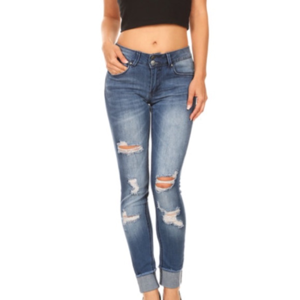 Cuffed Skinny Jeans